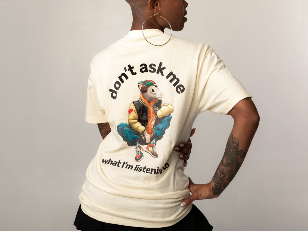 DON'T ASK ME WHAT I'M LISTENING TO NYC RAT T-SHIRT